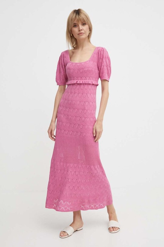 Сукня з домішкою льону Pepe Jeans GOLDIE DRESS PL953525 рожевий SS24