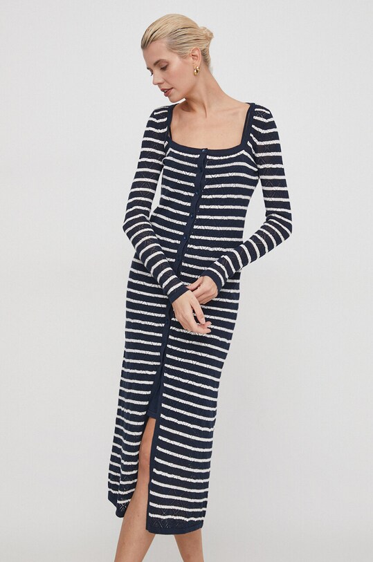 Pepe Jeans sukienka z domieszką lnu FRANCES DRESS casual granatowy PL953526