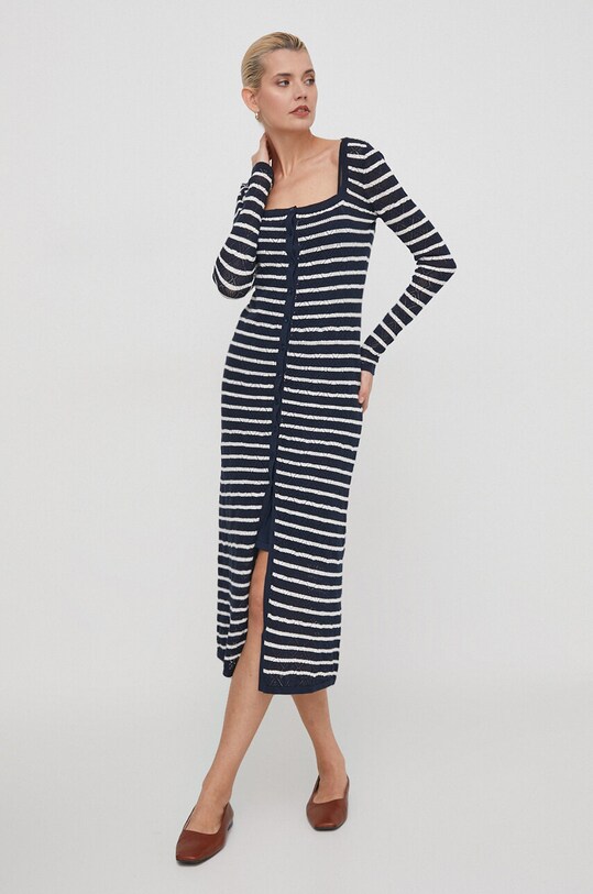 Pepe Jeans sukienka z domieszką lnu FRANCES DRESS PL953526 granatowy SS24
