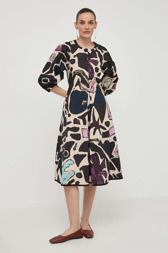 Bavlněné šaty Weekend Max Mara midi béžová 2415221032600
