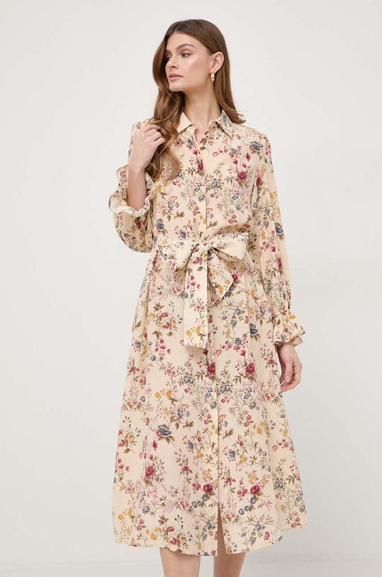 Weekend Max Mara sukienka jedwabna casual beżowy 2415221132600