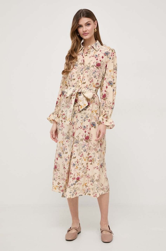 Weekend Max Mara sukienka jedwabna 2415221132600 beżowy SS24