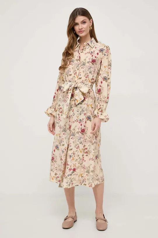Weekend Max Mara sukienka jedwabna 2415221132600 beżowy SS24