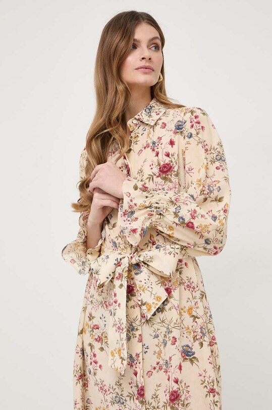 Weekend Max Mara sukienka jedwabna beżowy 2415221132600