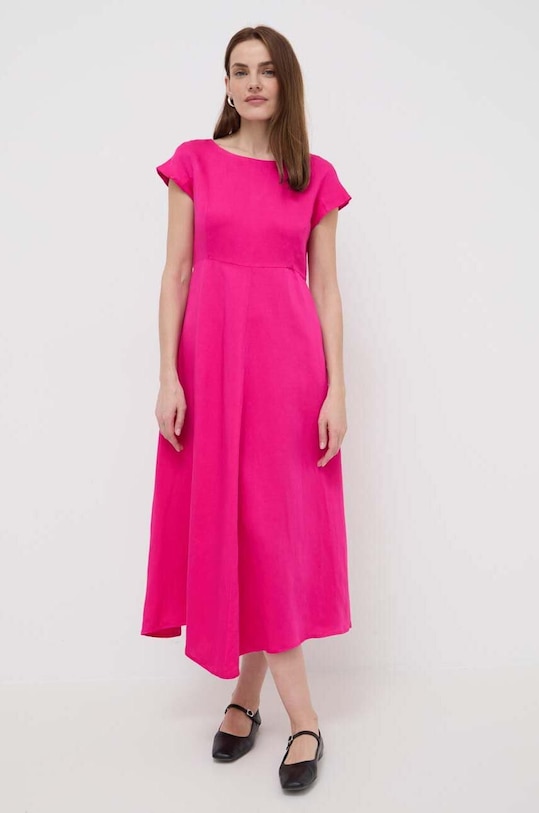 Weekend Max Mara vestito con aggiunta di lino maxi rosa 2415221242600