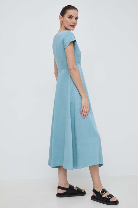 Weekend Max Mara sukienka z domieszką lnu niebieski 2415221242600