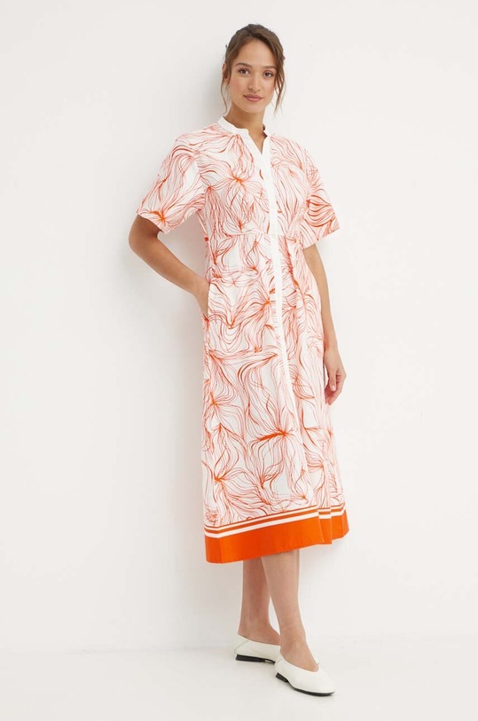 Φόρεμα United Colors of Benetton εμπριμέ πορτοκαλί 4LMADV08C