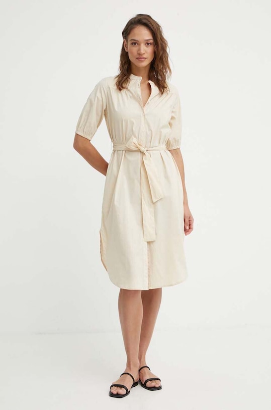 United Colors of Benetton sukienka z elastanem beżowy 44KXDV07L
