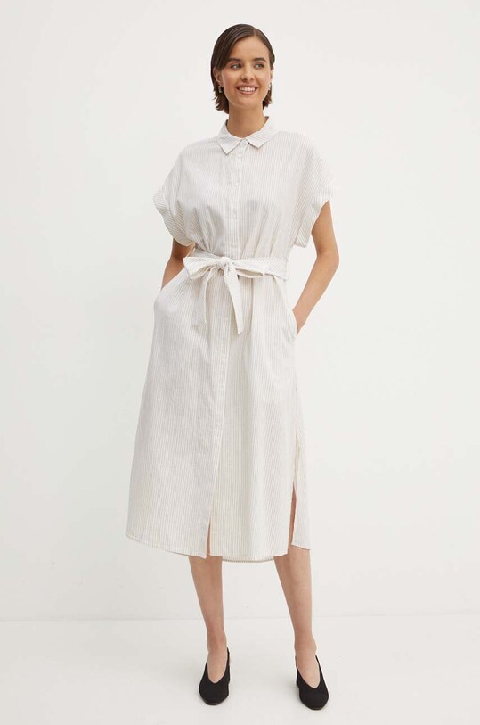Φόρεμα από λινό μείγμα United Colors of Benetton 4QL3DV08R πράσινο SS24