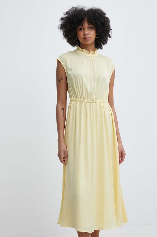 United Colors of Benetton sukienka z elastanem żółty 47CEDV082