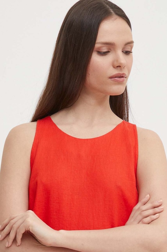 Ľanové šaty United Colors of Benetton 4AGHDV02U červená SS24