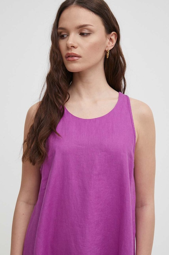 Λινό φόρεμα United Colors of Benetton μωβ 4AGHDV02U