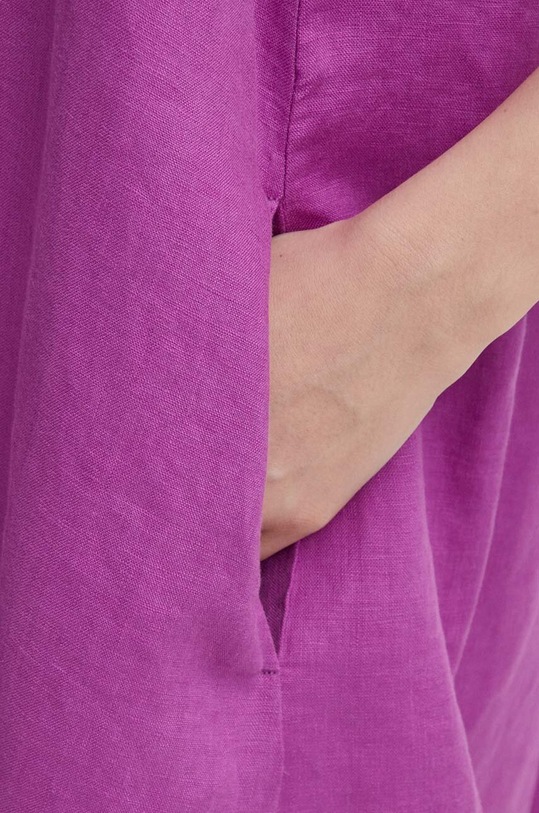 Λινό φόρεμα United Colors of Benetton 4AGHDV02U μωβ