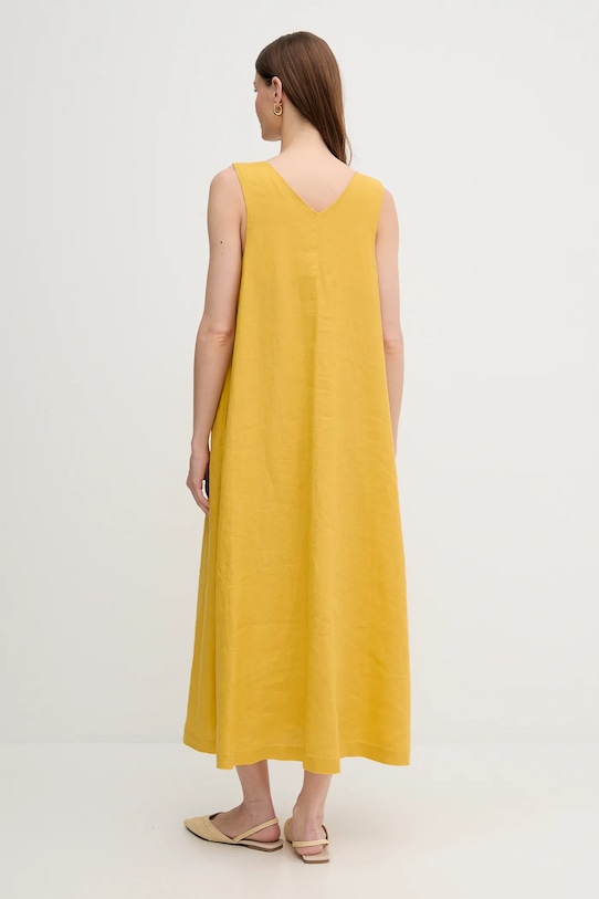 Одяг Льняна сукня United Colors of Benetton 4AGHDV07C жовтий
