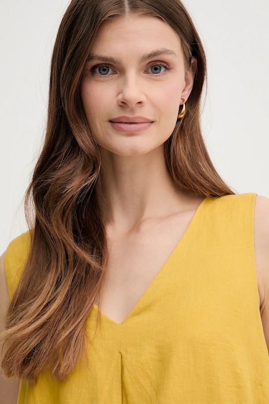 Льняна сукня United Colors of Benetton жовтий 4AGHDV07C