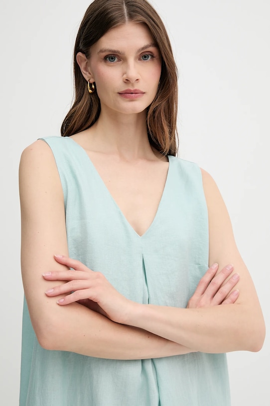 United Colors of Benetton rochie din in turcoaz 4AGHDV07C