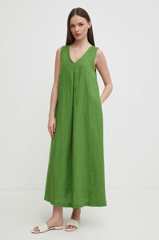 United Colors of Benetton vestito di lino maxi verde 4AGHDV07C