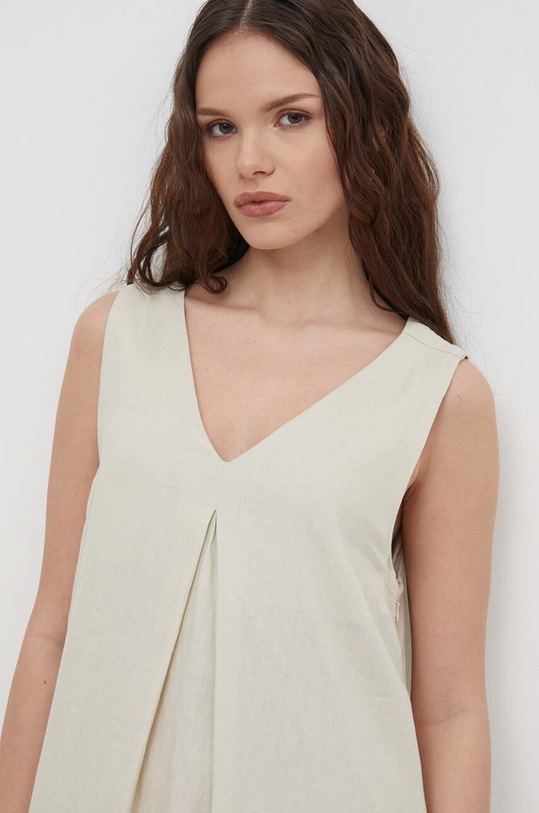 Lanena haljina United Colors of Benetton 4AGHDV07C bež