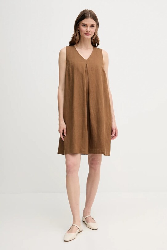 Льняна сукня United Colors of Benetton 4AGHDV07C коричневий SS25