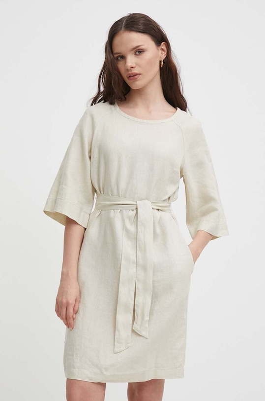 Льняна сукня United Colors of Benetton casual бежевий 4AGHDV07B