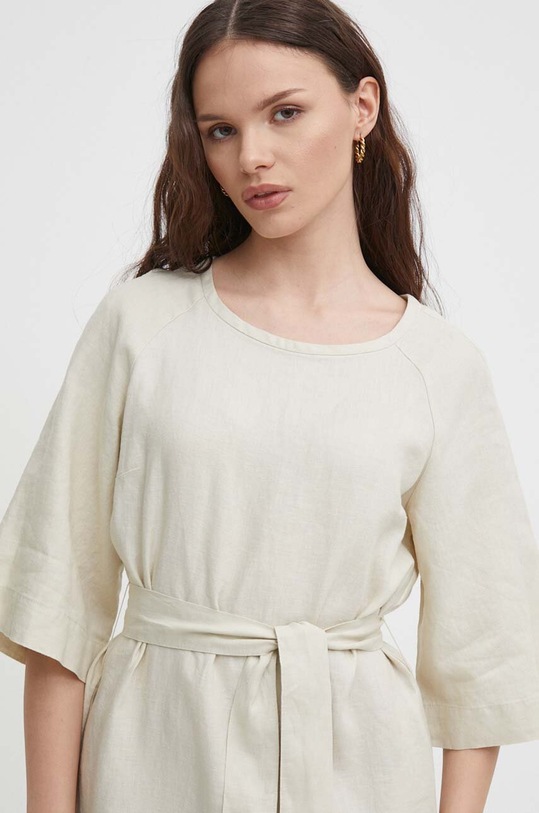 Льняна сукня United Colors of Benetton бежевий 4AGHDV07B