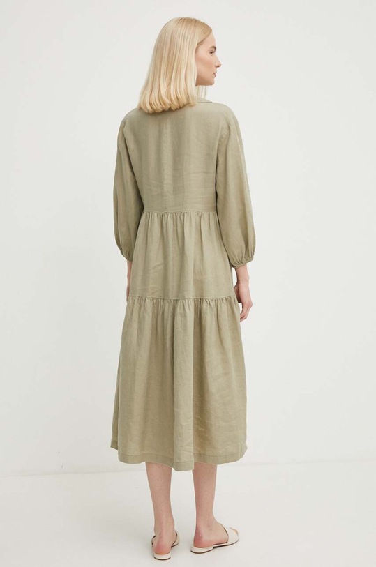Odzież United Colors of Benetton sukienka lniana 4AGHDV07J zielony