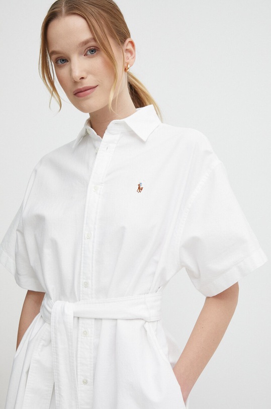 Βαμβακερό φόρεμα Polo Ralph Lauren λευκό 211935153