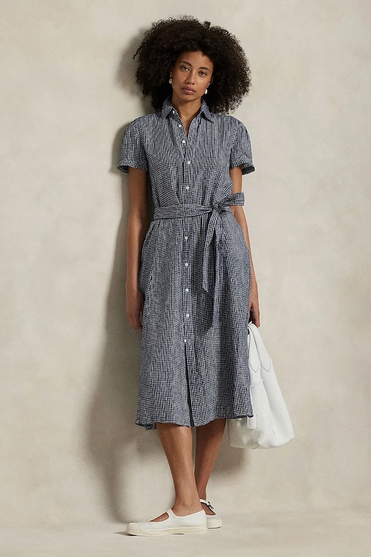 Ленена рокля Polo Ralph Lauren син 211935154