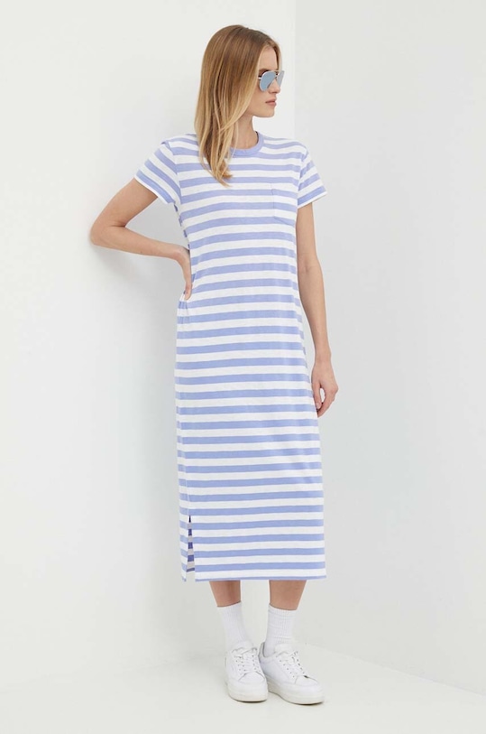 Bavlněné šaty Polo Ralph Lauren 211935608 fialová SS24