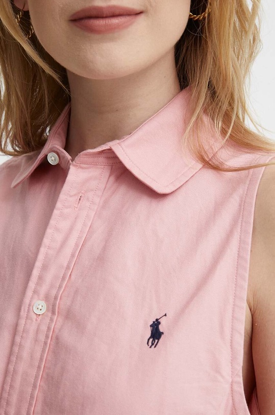 Βαμβακερό φόρεμα Polo Ralph Lauren 211943505 ροζ