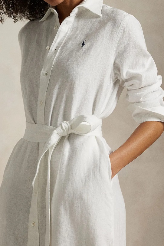 Льняна сукня Polo Ralph Lauren білий 211943992