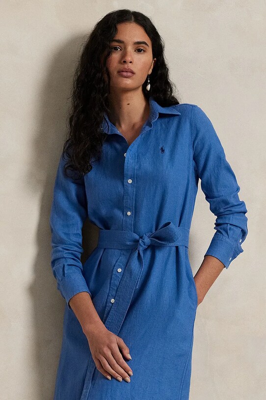 Oblečenie Ľanové šaty Polo Ralph Lauren 211943992 modrá