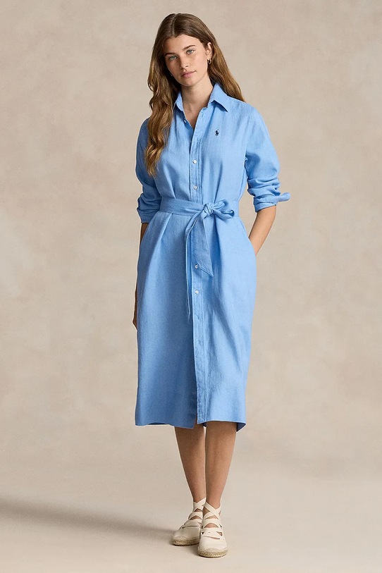 Polo Ralph Lauren vászon ruha gombolós kék 211943992