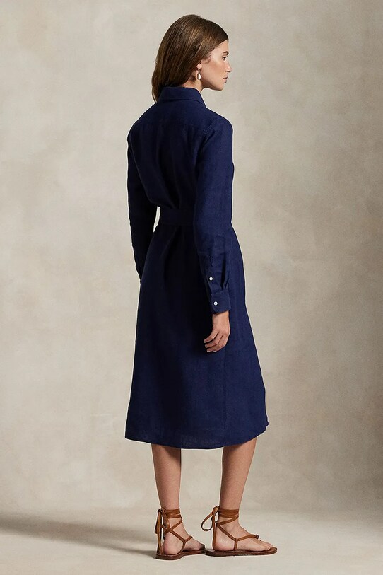 Polo Ralph Lauren sukienka lniana 211943992 granatowy SS25