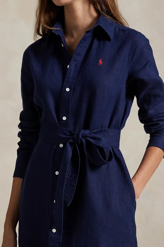 Polo Ralph Lauren sukienka lniana granatowy 211943992