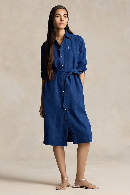 Льняное платье Polo Ralph Lauren casual тёмно-синий 211943992
