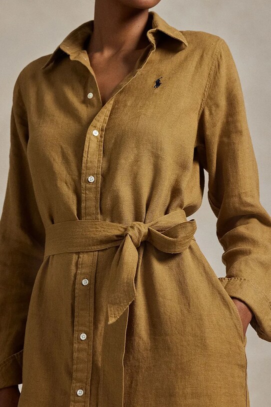 Polo Ralph Lauren vászon ruha bézs 211943992