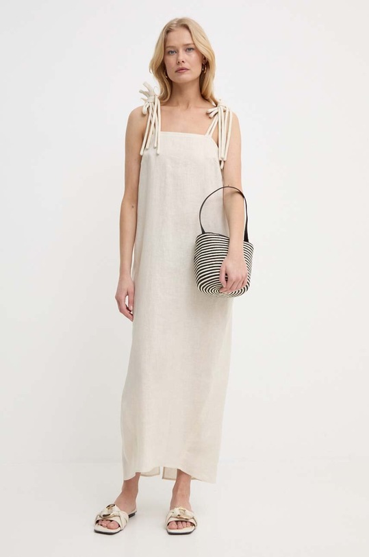Λινό φόρεμα Max Mara Leisure casual μπεζ 2416221038600