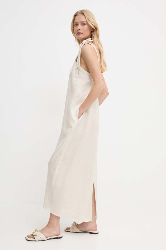 Λινό φόρεμα Max Mara Leisure 2416221038600 μπεζ SS24