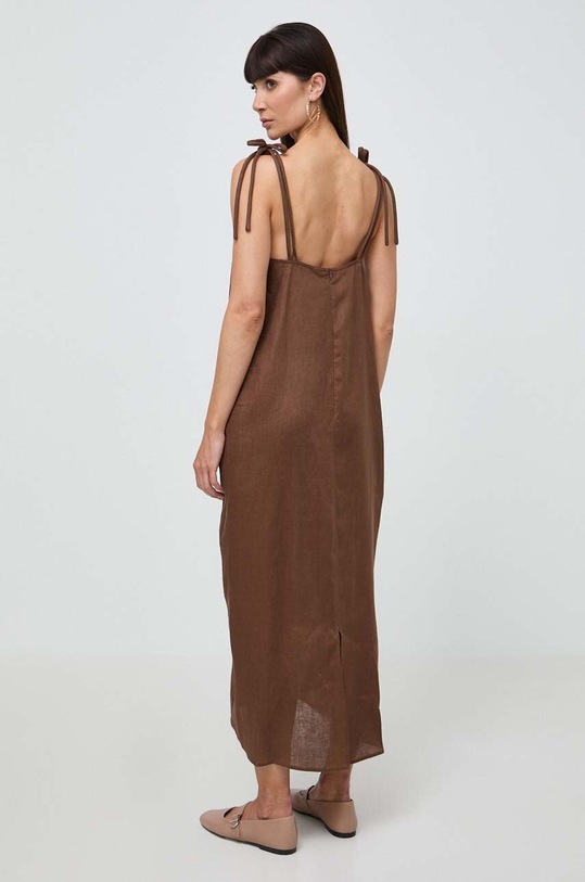 Odzież Max Mara Leisure sukienka lniana 2416221038600 brązowy