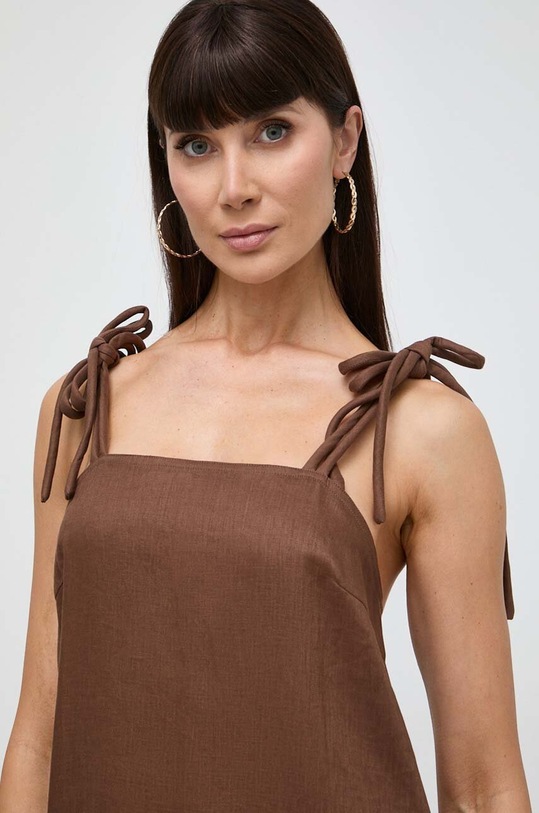 Max Mara Leisure sukienka lniana brązowy 2416221038600