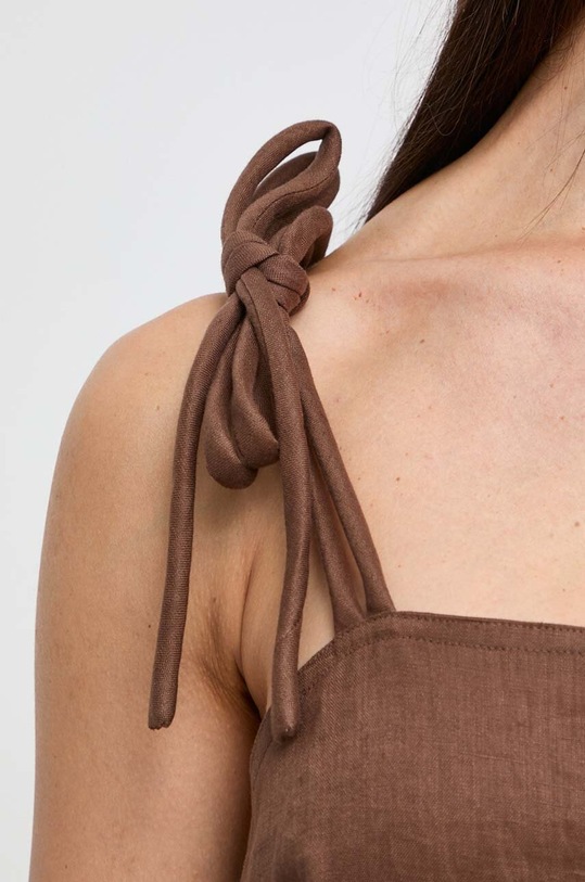 Max Mara Leisure sukienka lniana 2416221038600 brązowy