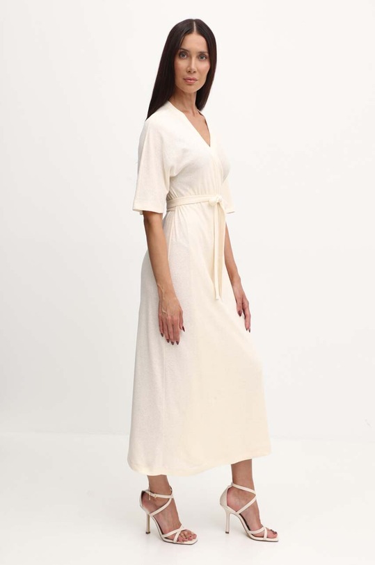 Max Mara Leisure sukienka lniana casual beżowy 2416621078600