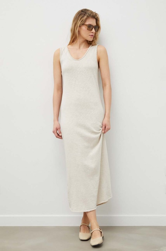 American Vintage rochie din bumbac maxi bej SON14AGE24