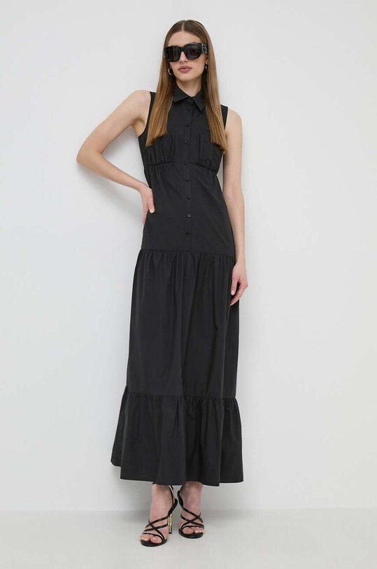 Patrizia Pepe rochie din bumbac fixat negru 2A2794.A9B9
