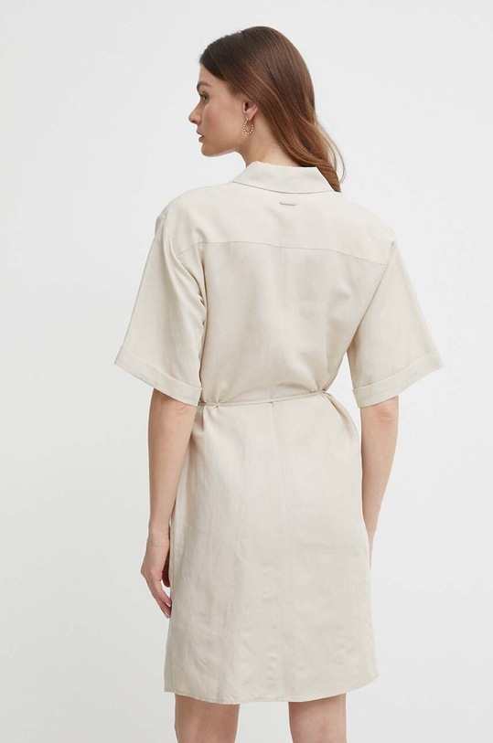 Odzież Calvin Klein sukienka z domieszką lnu K20K206697 beżowy