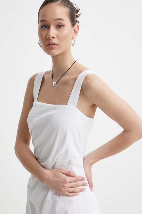 Lněné šaty Abercrombie & Fitch bílá KI159.4021.100