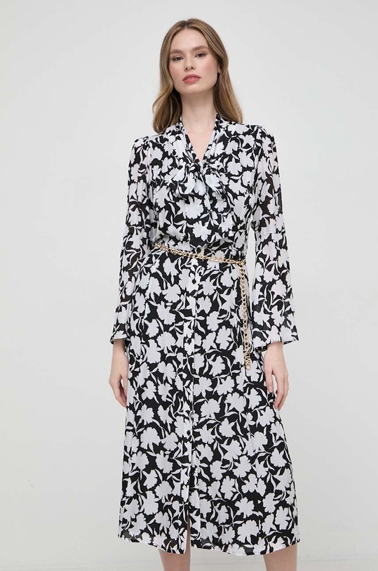MICHAEL Michael Kors sukienka z domieszką jedwabiu MS4825DAUY czarny SS24