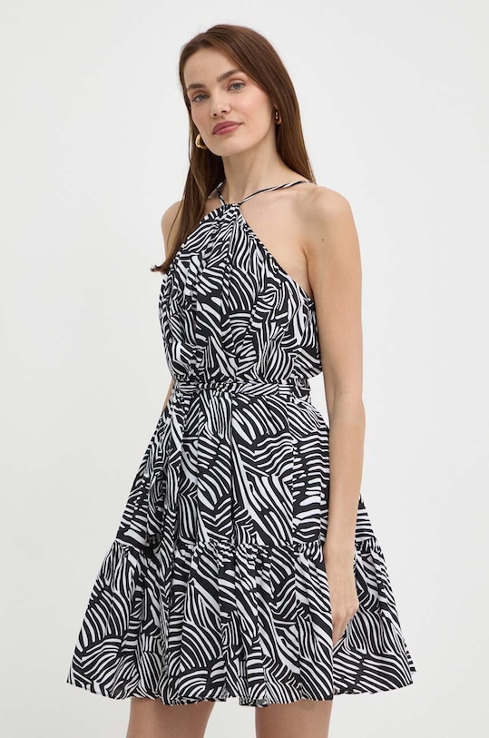 Bavlněné šaty MICHAEL Michael Kors mini černá MS482EAETX
