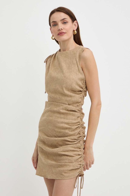 Marella sukienka lniana casual beżowy 2413221042200